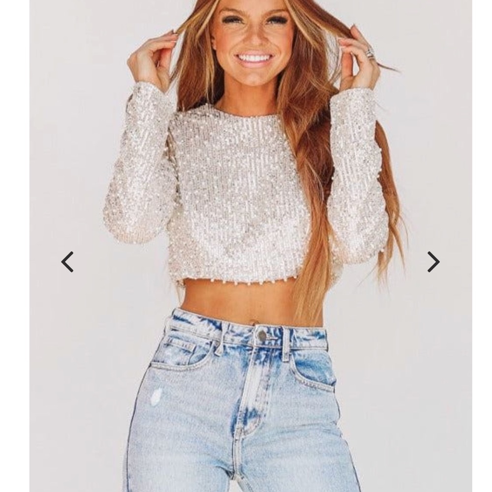 NWT Hazel and Olive sequin and Pearl top